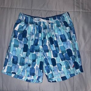 Nautica Blue Mosaic Men's Swim Trunks Size Medium